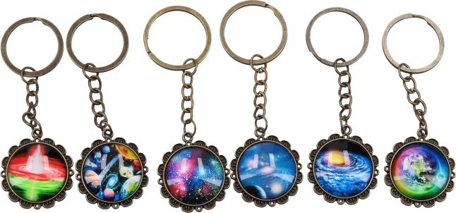 Porte-clés rond à motif spatial