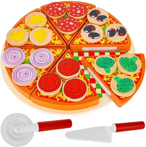 Pizza en bois avec velcro pour enfants