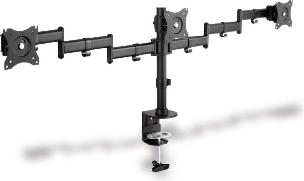 Support universel triple pour moniteurs avec fixation sur plateau