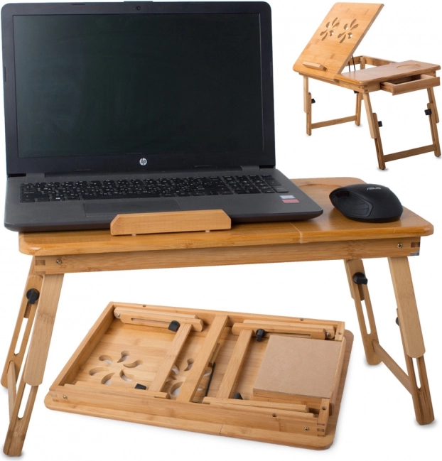 Tablette en bambou pour ordinateur portable pour lit