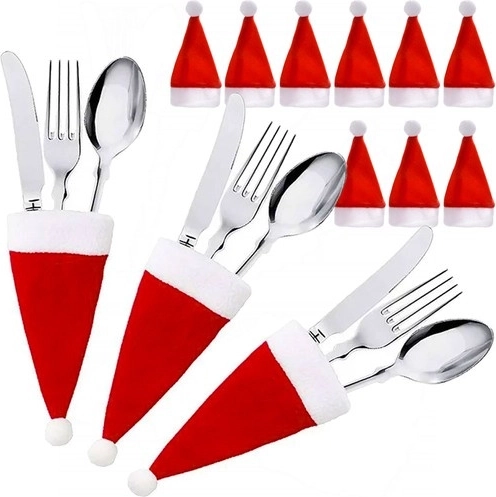 Bonnets de Noël pour couverts, lot de 12 RUHHY