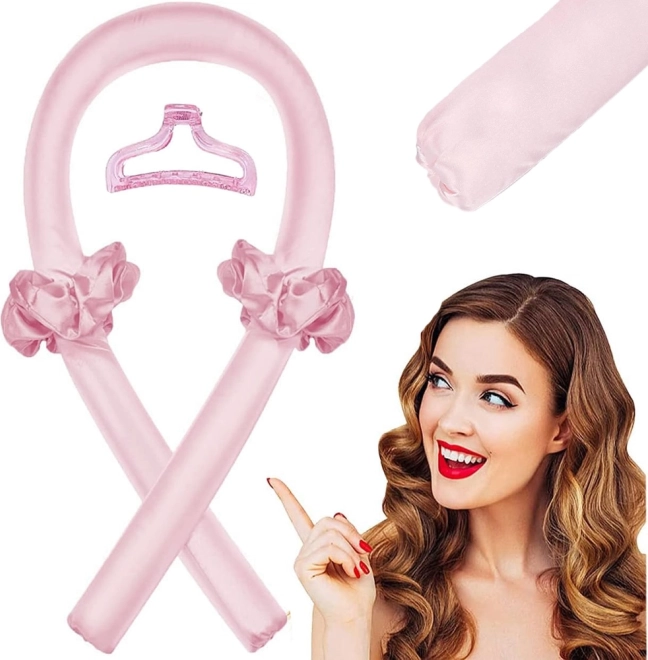 Rouleau rose sans chaleur pour ondulation des cheveux