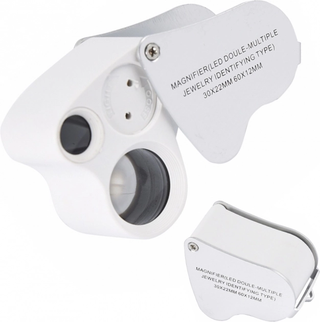 Loupe de poche pliante pour bijoutier avec LED et UV 25x 50x