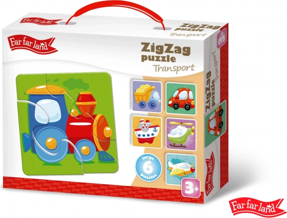 Far Far Land Puzzle ZigZag Motif de transport avec 6 images