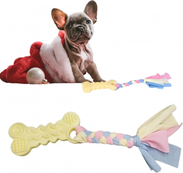 Jouet pour chien coloré - jouet à mâcher avec corde – Jaune
