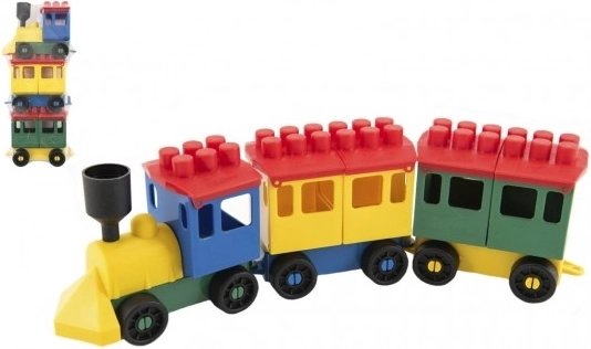 Jeu de construction LORI train avec 2 wagonnets, en plastique