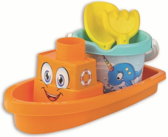 Androni ensemble de sable Poisson Heureux avec bateau