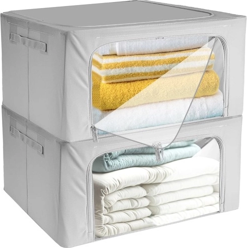 ensemble de boîtes de rangement textiles avec fenêtre 40 × 30 × 20 cm, 2 pcs