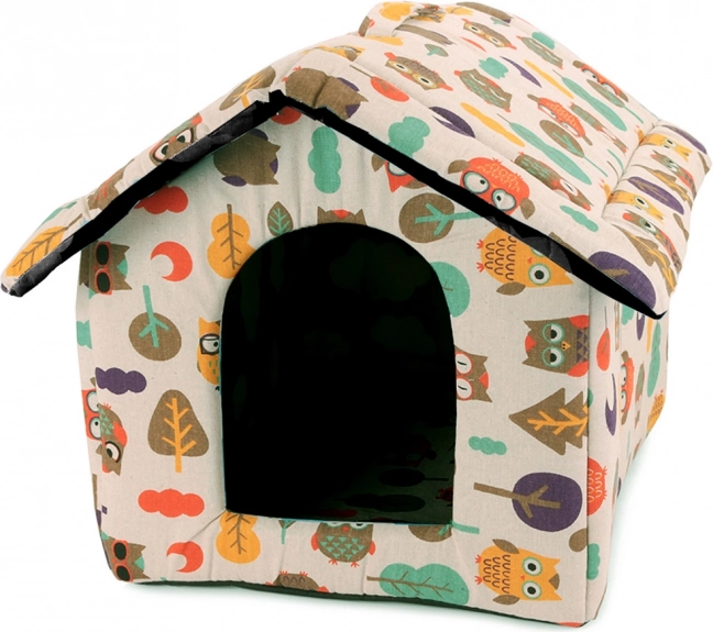 Maison textile pour animaux de compagnie avec motif chouette