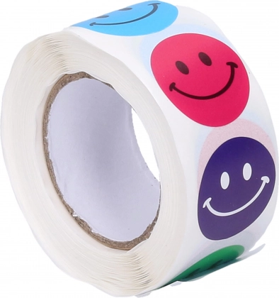 Ruban avec smileys jaunes, 500 autocollants