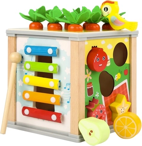 Cube éducatif en bois 5 en 1 pour enfants