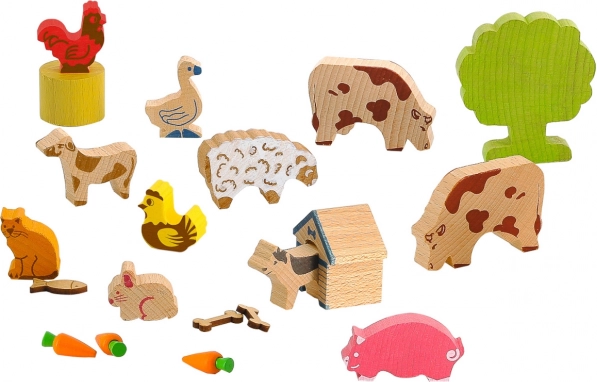 Jeujura Figurines en bois Animaux de la ferme