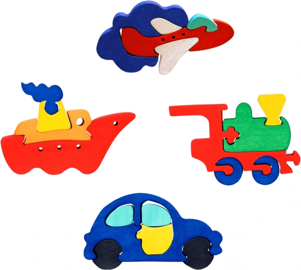 Ensemble de puzzles à encastrer en bois – moyens de transport