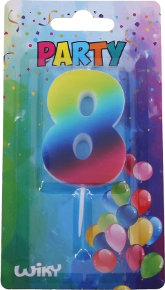 Bougie de fête arc-en-ciel numéro huit