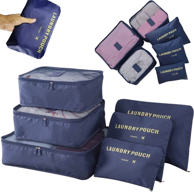 Organisateurs de voyage en filet pour valise à linge x6 – bleu