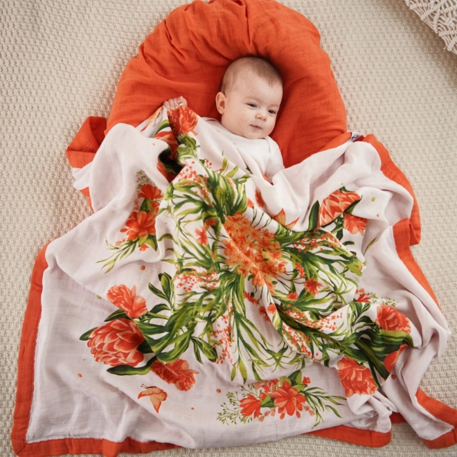 Tommy Lise Couverture en Mousseline de Bambou Scarlet Dreams 106x106 cm