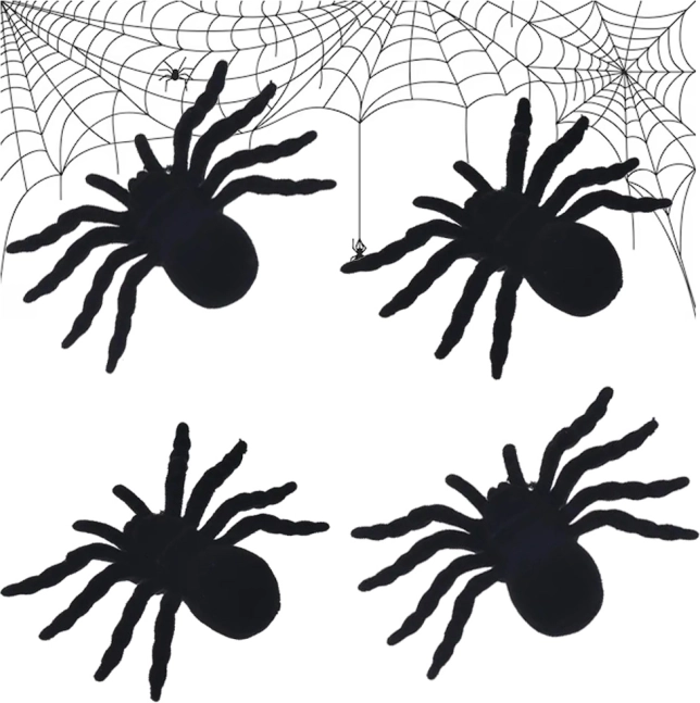 Araignées décoratives d’Halloween 4 pcs