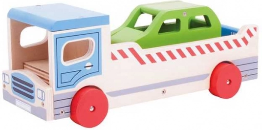 Camion de remorquage en bois avec voiture BIGJIGS TOYS