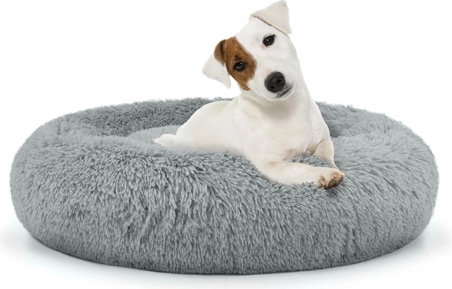 Panier universel en peluche pour chiens et chats, 60 cm - gris clair