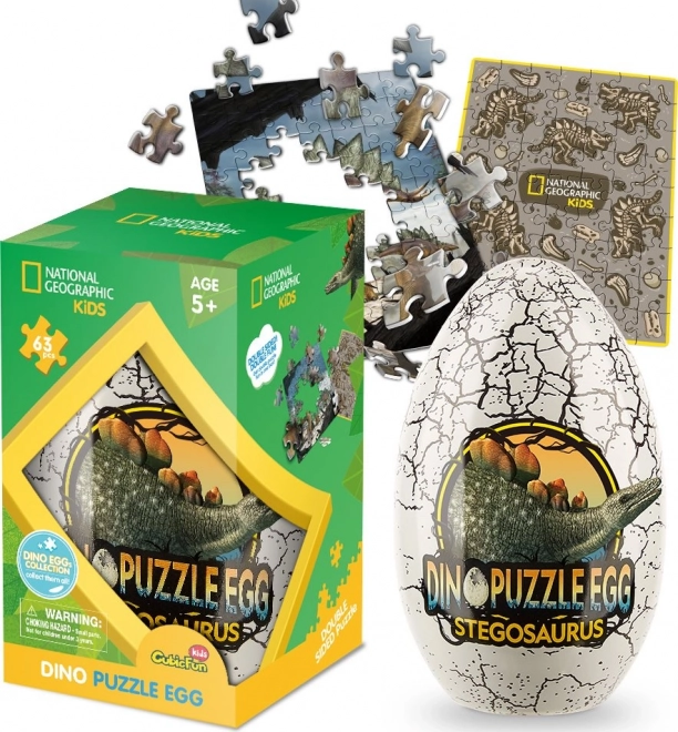 Puzzle double face en œuf Stegosaurus 63 pièces