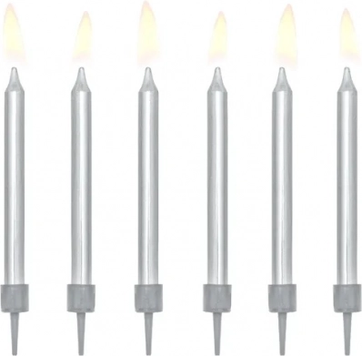 Bougies d’anniversaire lisses argentées