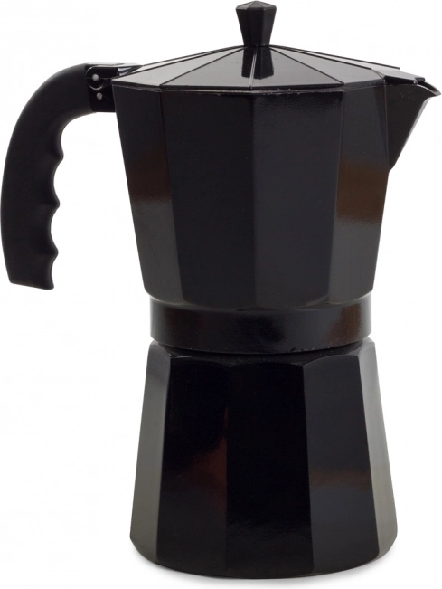 Cafetière moka 600 ml, 12 tasses, en aluminium, noire