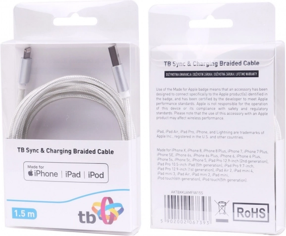 Câble Lightning-USB 1,5 m argenté MFi
