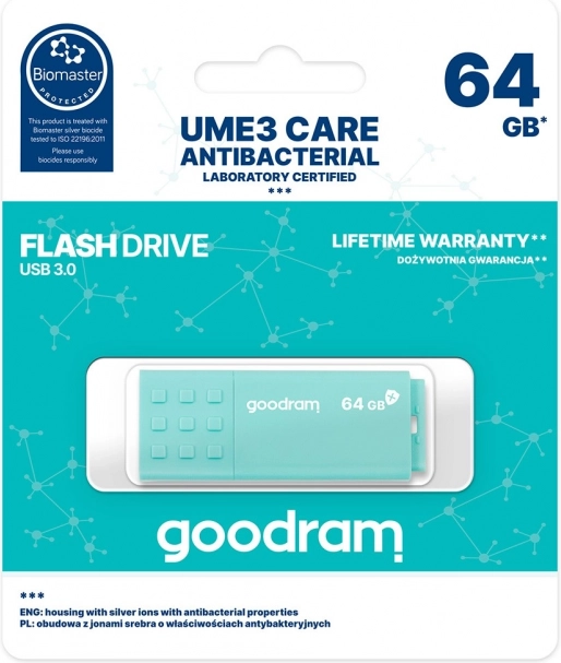 Clé USB GOODRAM UME3 Care Antibacterial 64 Go USB 3.0