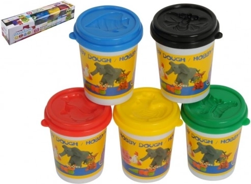 Pâte à modeler en pots – set de 5 couleurs en boîte