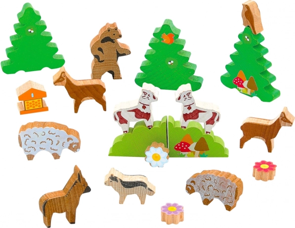 Jeujura figurines en bois animaux de montagne 19 pièces
