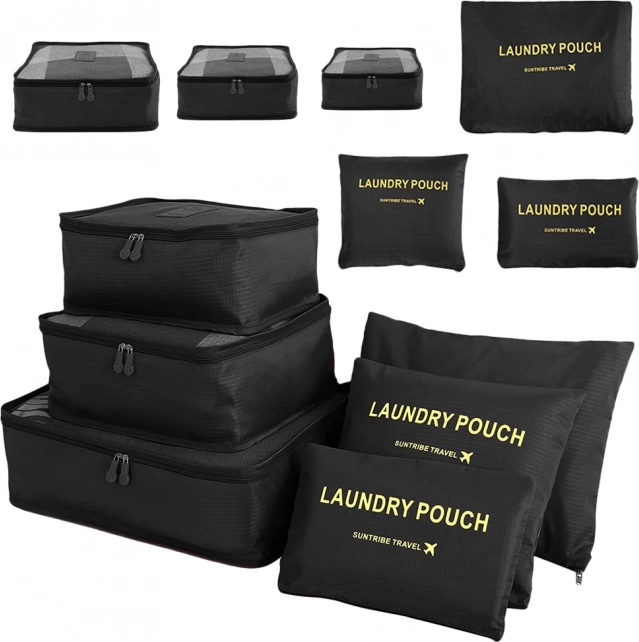 Organisateurs de voyage en filet pour valise à linge x6 – noir