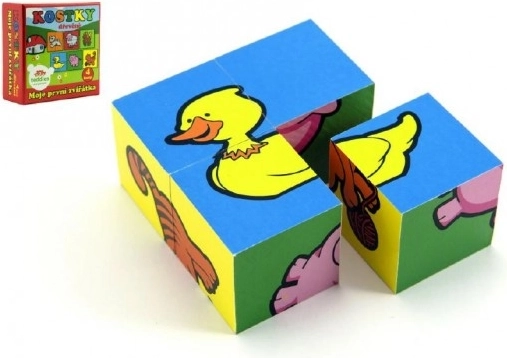 Teddies cubes illustrés Mes premiers animaux – 4 cubes en bois