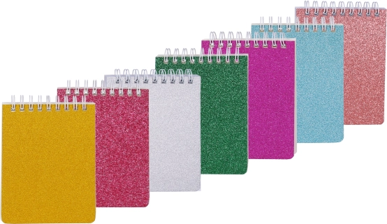 Bloc-notes pailleté à anneaux 8,8 × 12,5 cm, 70 feuilles