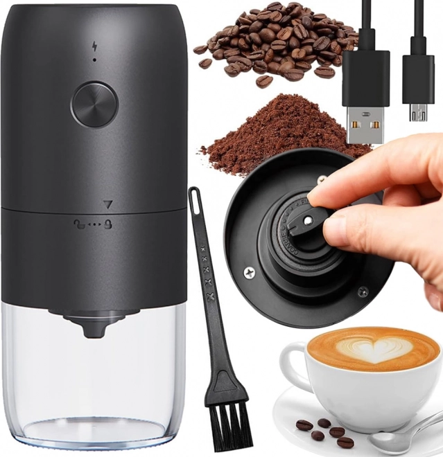 Moulin à café de voyage électrique avec mouture réglable et USB‑C