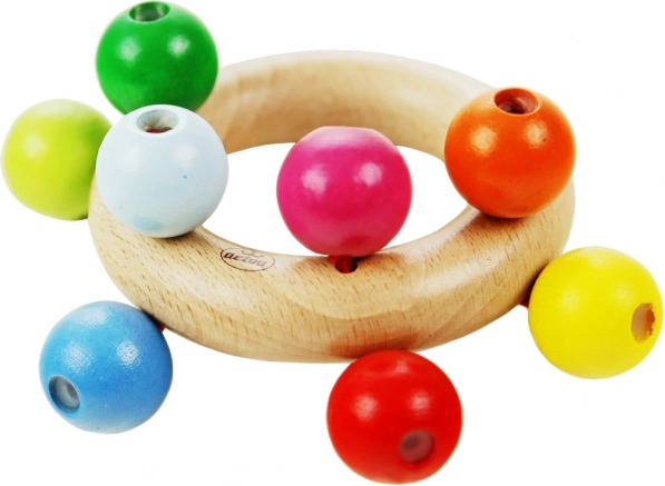 Detoa Hochet en bois avec billes colorées