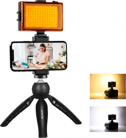 Ensemble de diffusion en direct Puluz avec support de trépied et lampe LED