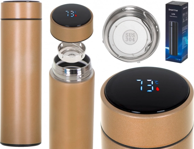 Mug isotherme avec écran LED intelligent 500 ml – Doré