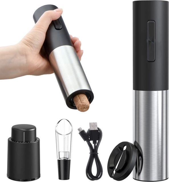 Set d’ouvre-bouteilles électriques sans fil pour vin avec tire-bouchon