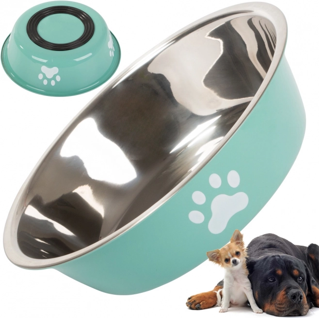 Gamelle métallique pour chiens et chats avec revêtement antidérapant 150 ml