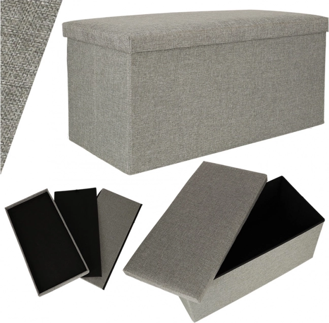 Pouf de rangement pliable gris 76x38x38 cm