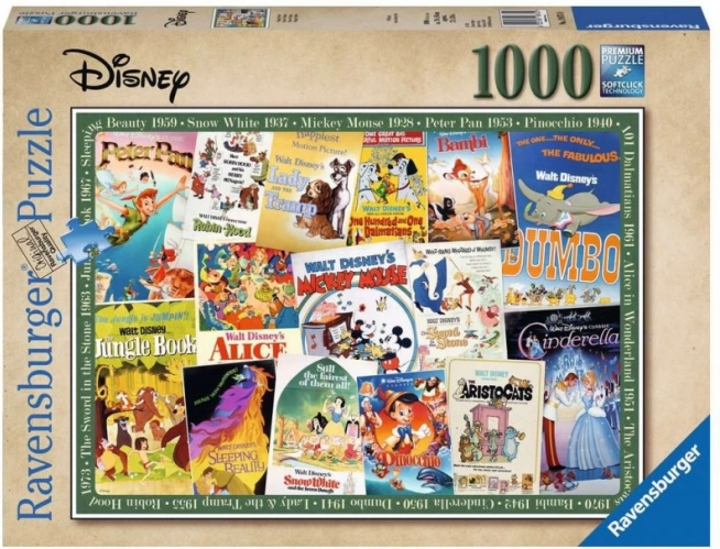 Puzzle Disney Affiches de Films Vintage 1000 pcs Ravensburger