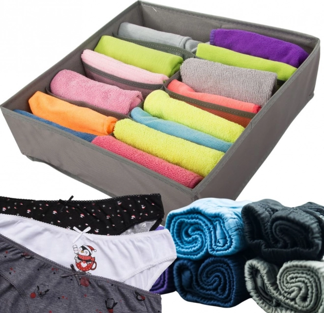 Organisateur gris pratique pour tiroirs avec 8 compartiments