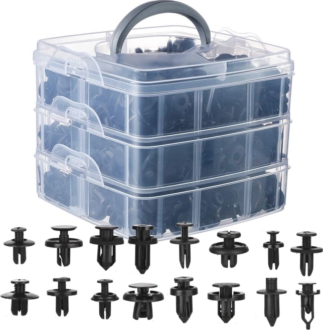 Kit de clips auto et agrafes de sellerie 620 pièces avec organiseur