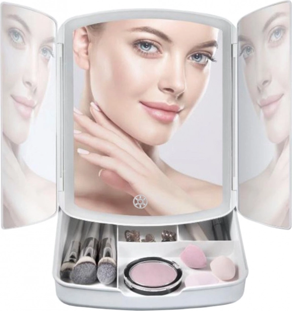 Miroir cosmétique éclairé avec LED et grossissement 5×
