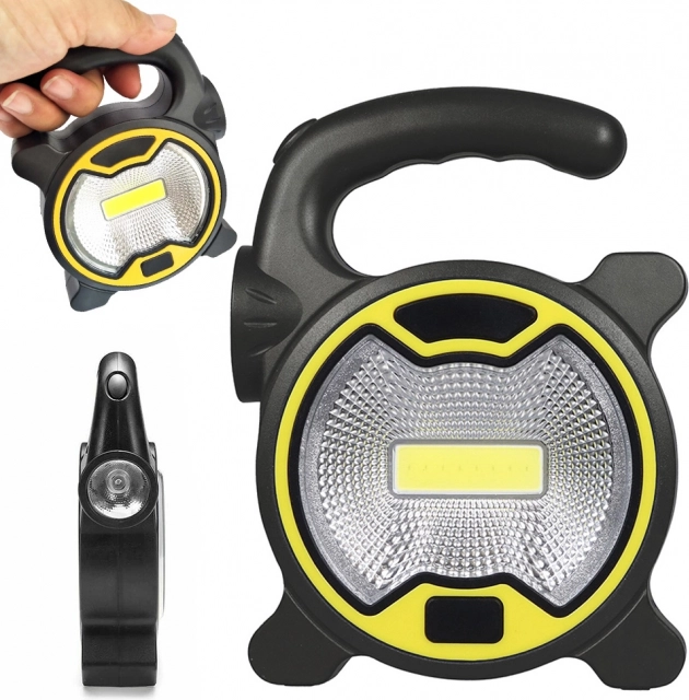 Projecteur LED COB à main avec lumière de travail latérale, sur piles AA