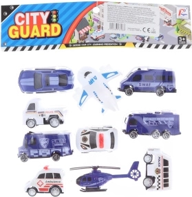 Set de véhicules de police avec avion et hélicoptère