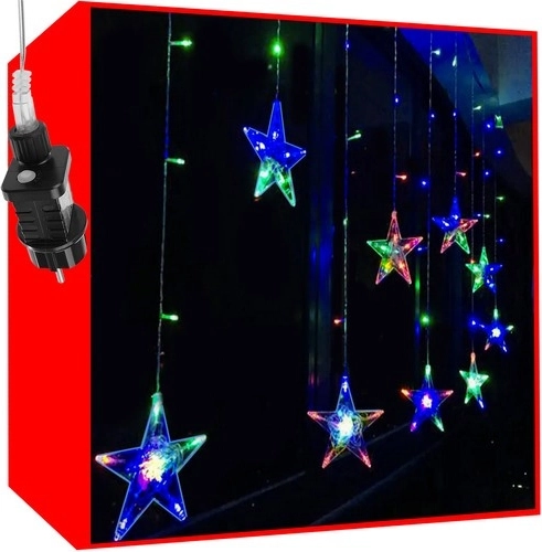 Rideau lumineux avec étoiles 108 LED multicolore