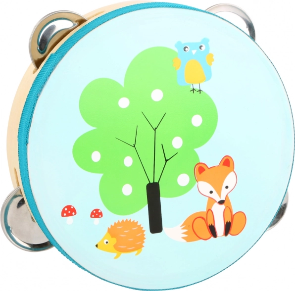 Tambourin en bois avec petit renard