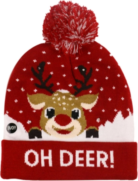Bonnet de Noël LED avec motif de renne