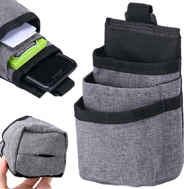 Poche textile de voiture pour téléphone et lunettes, gris